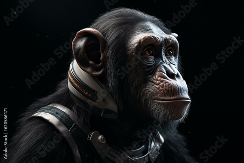 Fototapeta A space-traveling chimp boogies. Generative AI