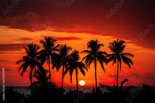 Palm trees at sunset © Schizarty