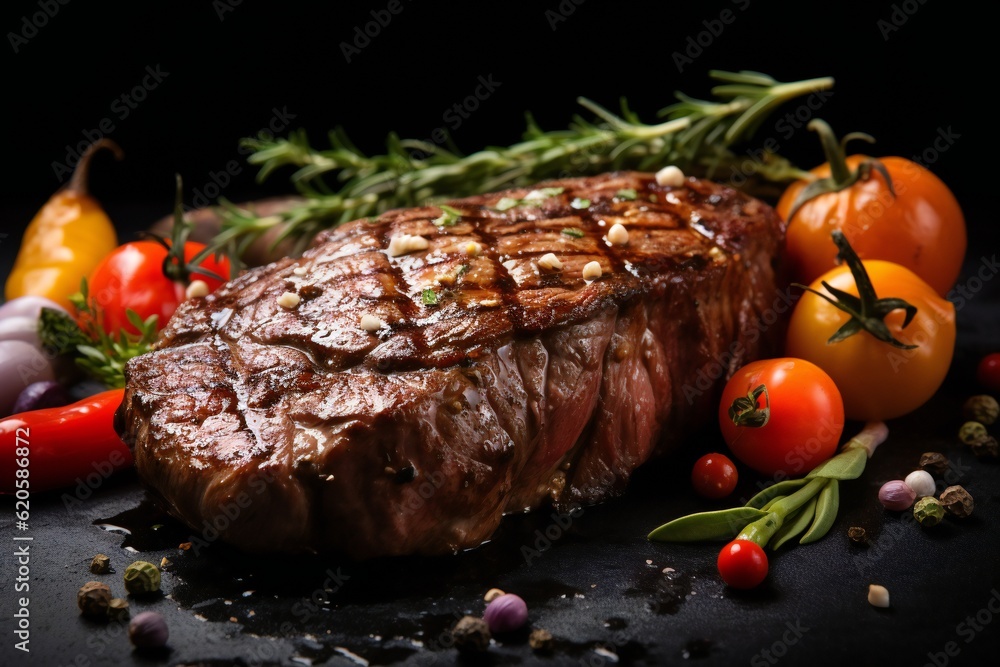beef steak with vegetables Generative AI
