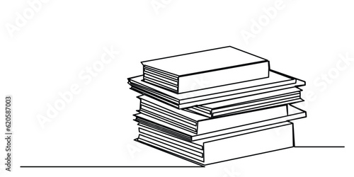 one line drawing book education concept hand drawn minimalist style Graphic vector illustration.
