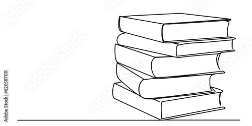 one line drawing book education concept hand drawn minimalist style Graphic vector illustration.
