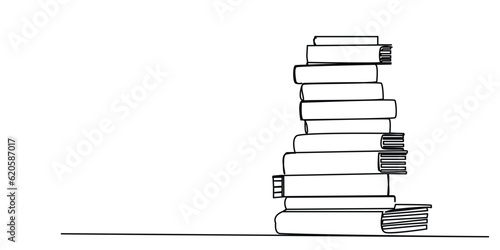 one line drawing book education concept hand drawn minimalist style Graphic vector illustration.
