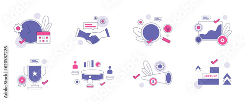 Business Management Illustration Scene Set