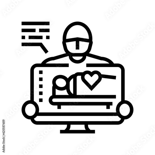 medical simulation biomedical line icon vector. medical simulation biomedical sign. isolated contour symbol black illustration