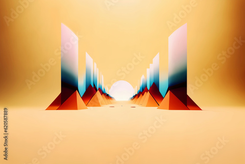Abstract Architecture Background. 3d Illustration of White Circular Building. Modern Geometric Wallpaper. 