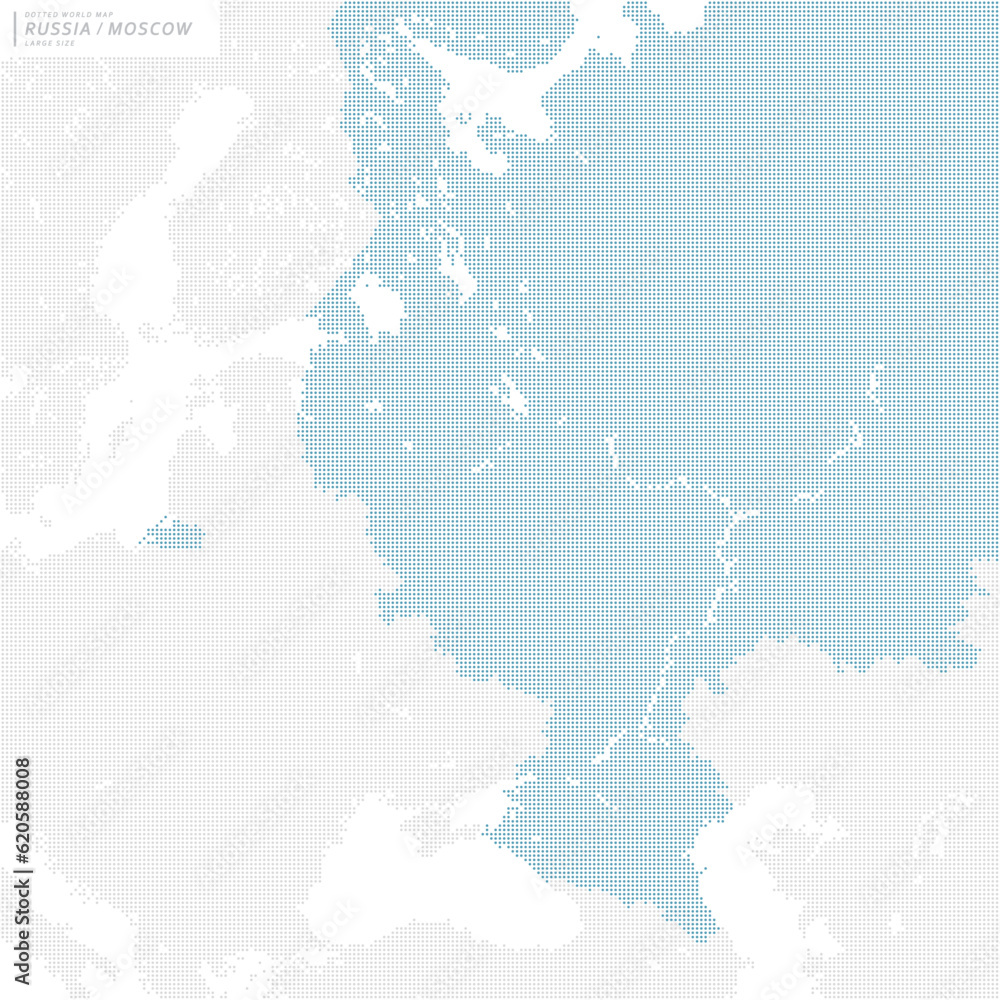 ロシア・モスクワを中心とした青のドットマップ。　大サイズ。