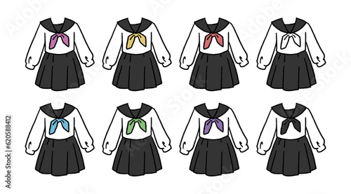 セーラー服のイラストセット