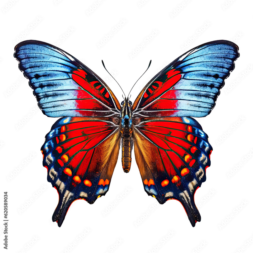 Vibrant Butterfly with Colorful Wings on Transparent Background: Artistic Decorative Element for Summer Designs , isolated transparent background, PNG Vibrant Butterfly with Colorful Wings on Transparent Background: Artistic Decorative Element for Summer Designs , isolated transparent background, PNG