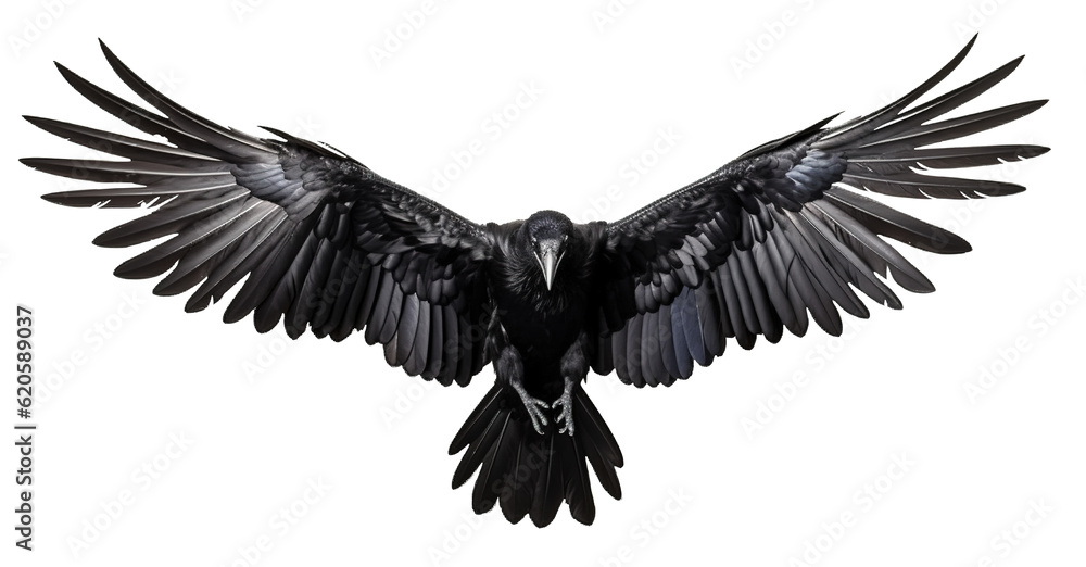 Fototapeta premium set of raven crow birds with spread wings