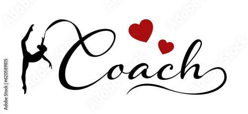 Gymnastics Coach Gymnast with ribbon Silhouette