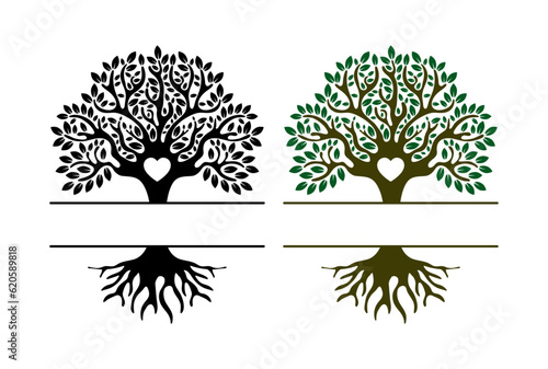Tree Split Name Frame Family Monogram Template