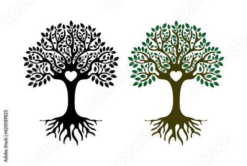 Family Tree with Roots Silhouette