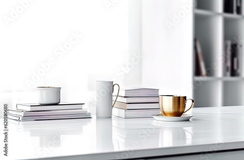 Wallpaper Mural cup of coffee on a table and books Torontodigital.ca