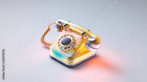 Retro telephone on a white background. 3d render illustration