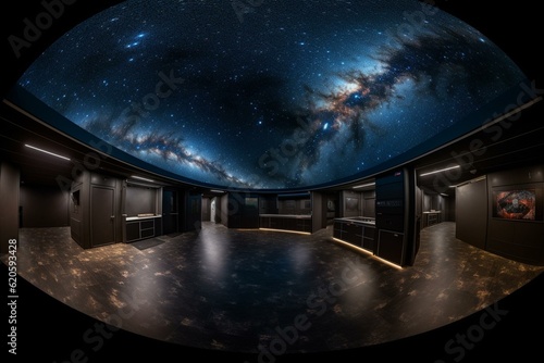 High-quality 360° panoramic view of space with starry sky for immersive background. Generative AI photo