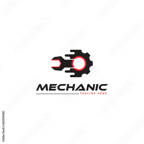 gear and wrench mechanic logo icon vector