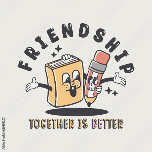 book and pencils are friendship together