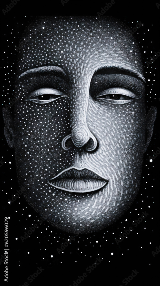 Human face on a space background Human face on a space background