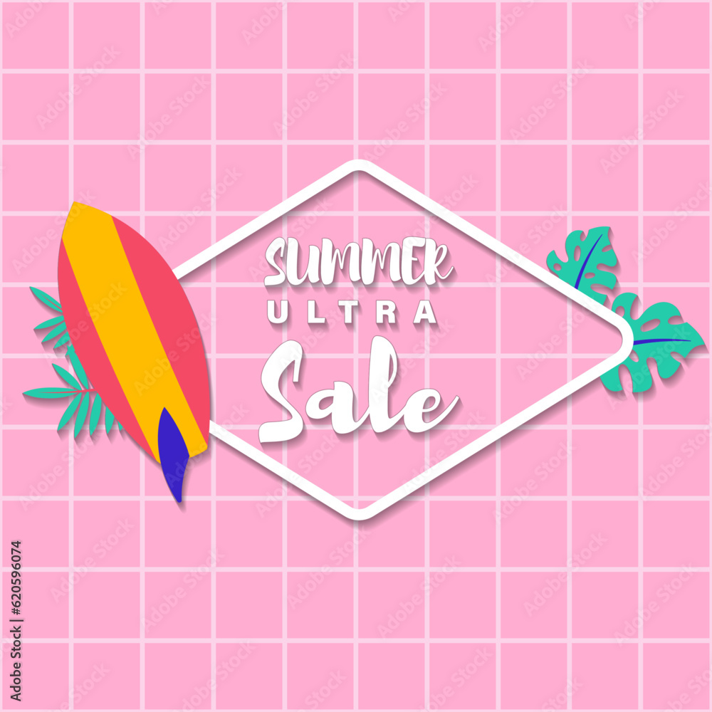 Summer sale brochure discount vector. Special price offer coupon for social media post, promotion ad, shopping flyer, voucher, website campaign and advertising