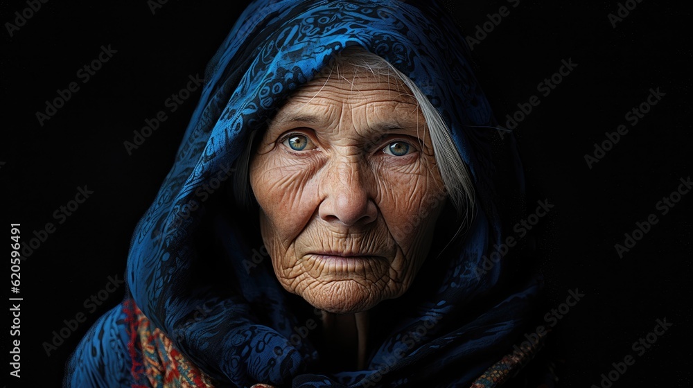 Elderly woman's face, showing the wisdom and warmth of age. Elderly woman's face, showing the wisdom and warmth of age.