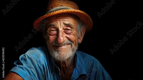 Elderly man's smile, adorned with laughter lines that tell stories of a life well - lived.