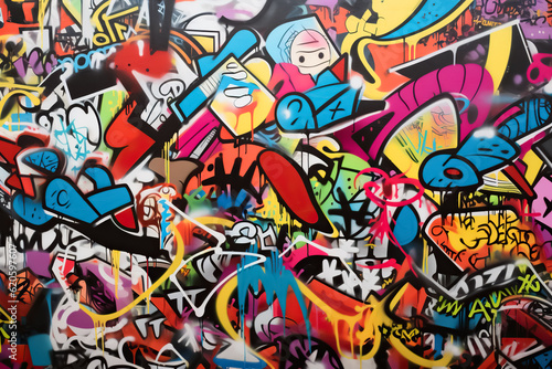 Colorful graffiti backdrop, street art