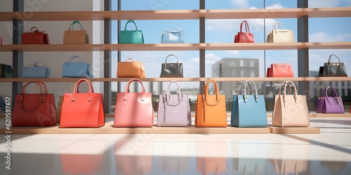 Shopping concept featuring pastel, tote bags that evoke style, elegance and consumer delight in the retail experience