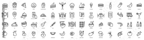 Food icon collection. Meal, restaurant, dishes and fruits icon, dishes, fruits, fastfood, burger