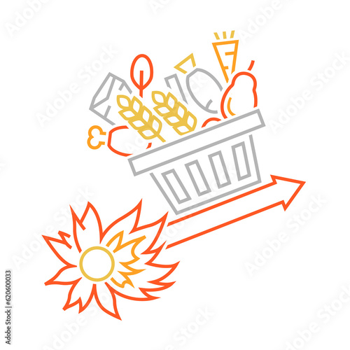 Heatinflation outline icon, sign, pictogram. New term.