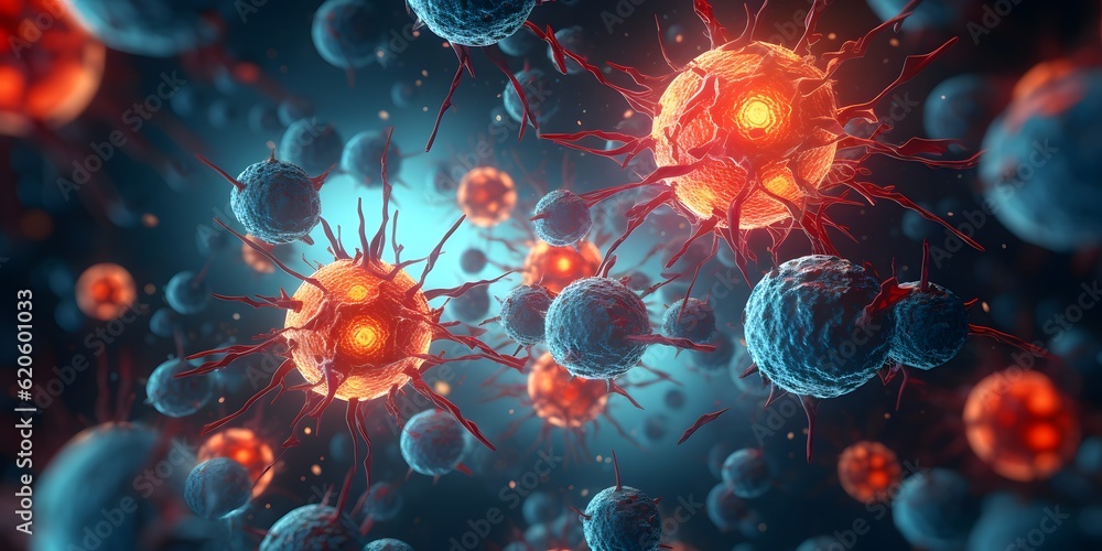Virus cells, picture of human immune cells, enlarged version Virus cells, picture of human immune cells, enlarged version