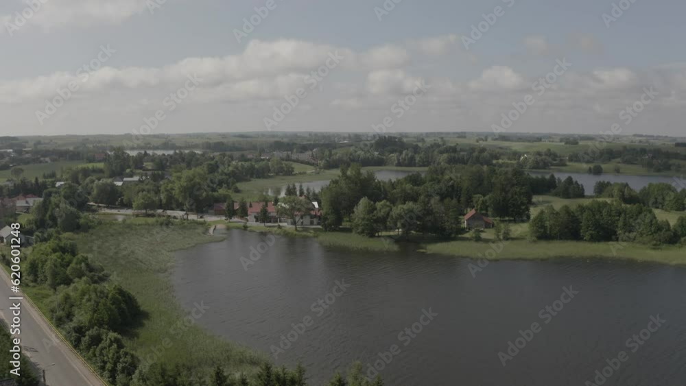 A lake recorded with a drone. Lake in Poland, in the village of Wizajny. Lake Wizajny. Polish landscape. Poland from a bird's eye view. A lake recorded with a drone. Lake in Poland, in the village of Wizajny. Lake Wizajny. Polish landscape. Poland from a bird's eye view.