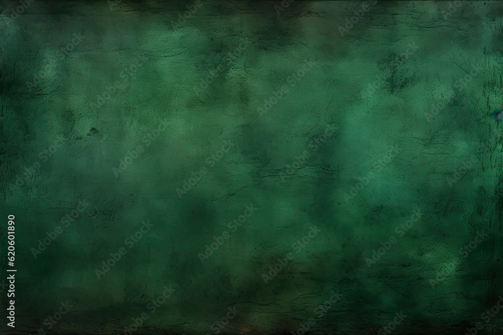 Antique Dark Green Background with Black Vignette in Vintage Textured Design for Christmas or St Patrick's Day Paper. Generative AI