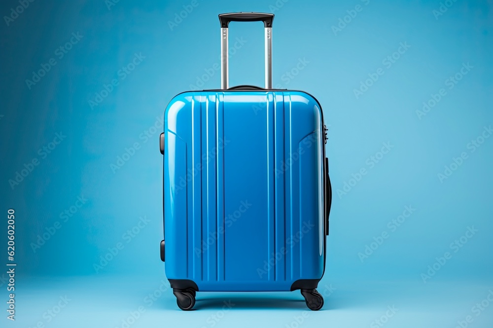 Blue Travel Essential: Stylish Suitcase for Your Next Adventure. Generative AI Blue Travel Essential: Stylish Suitcase for Your Next Adventure. Generative AI