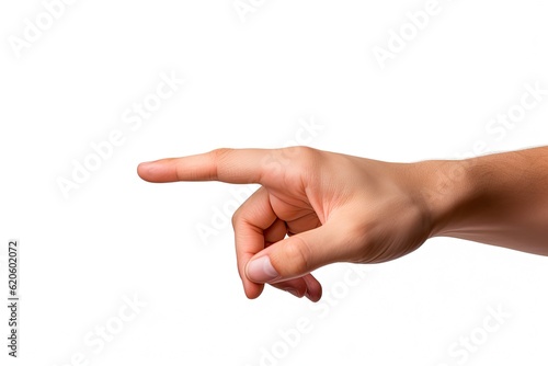Caucasian Man's Hand Swipe Gesture on Isolated White Surface - Finger Swiping Input for Touchscreen. Generative AI