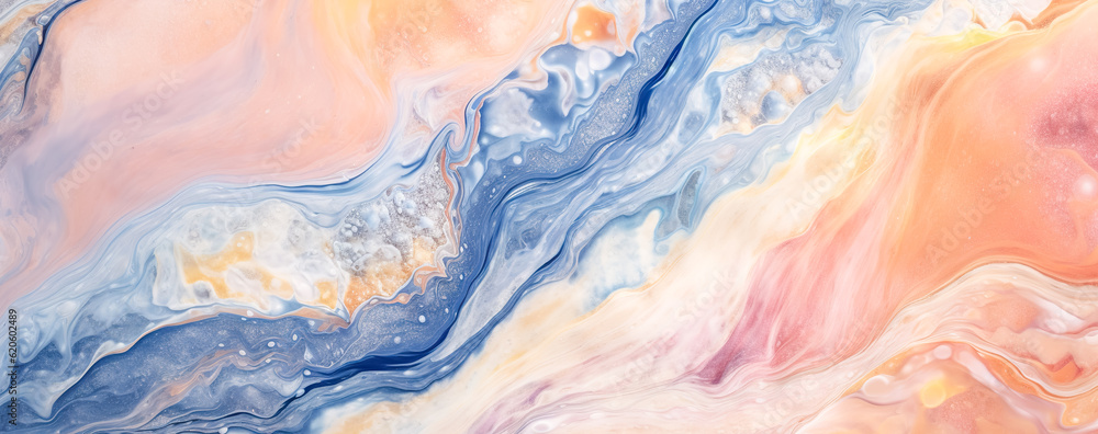 Naklejka premium Swirls of marble or the ripples of agate. Liquid marble texture. Fluid art. abstract waves skin wall luxurious art ideas. Generative AI