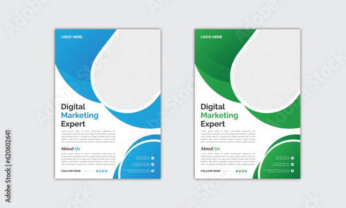 A bundle of 2 templates of different colors a4 flyer template, modern business flyer template, abstract business flyer and creative design, corporate company flyer and editable vector template design