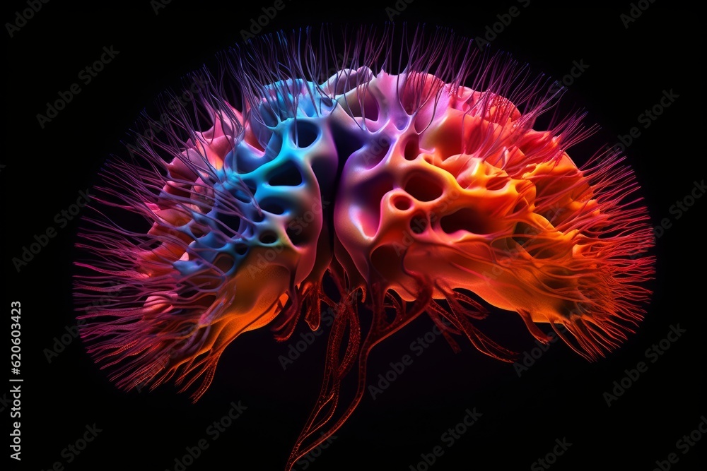 Illustration of a computer-generated image of a human brain showcasing ...