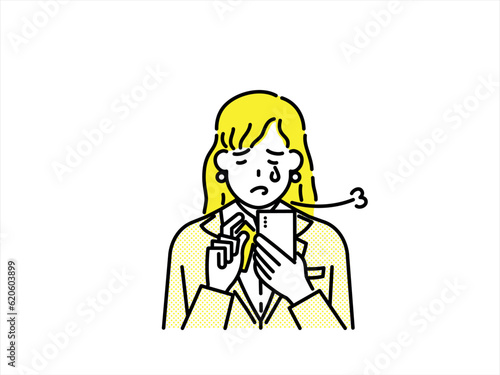 Sad girl looking at smartphone
