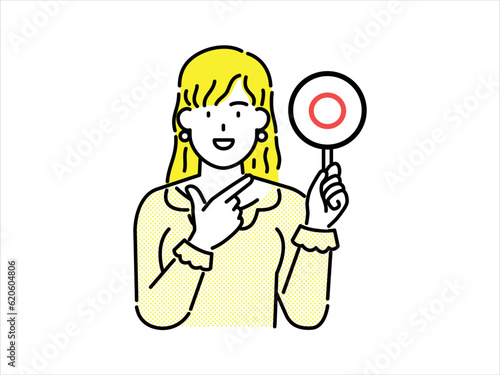 girl holding right sign
