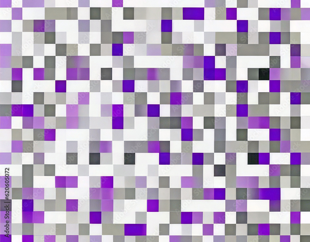 Fototapeta premium Mosaic squares abstract pattern in purple, grey and white.