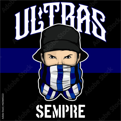 Vector Football Fans Ultras Hooligan With blue and black color