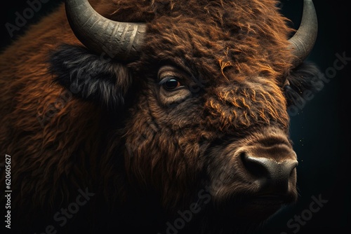 A stunning illustration of a cartoon bison. Generative AI