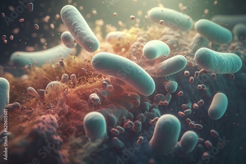 Illustration depicting bacteria with antibiotic resistance. Generative AI photo