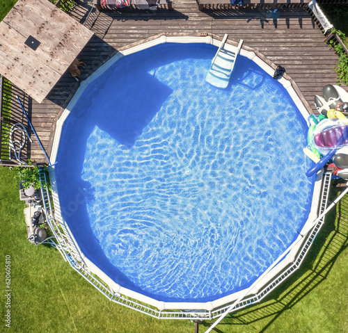 A home pool view from the top
