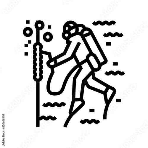 underwater welding ship line icon vector. underwater welding ship sign. isolated contour symbol black illustration