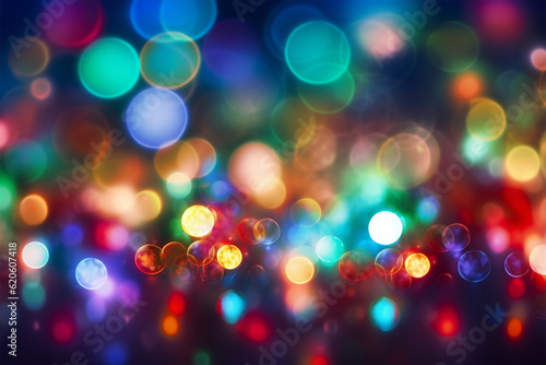 Christmas colorful bokeh neon flickering lights background abstract blurred pattern color balls