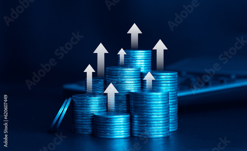 Картината върху платно Stock market or forex trading graph and candlestick chart suitable for financial investment concept