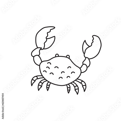 Hand drawn Vector illustration Kids drawing cute crab cartoon 