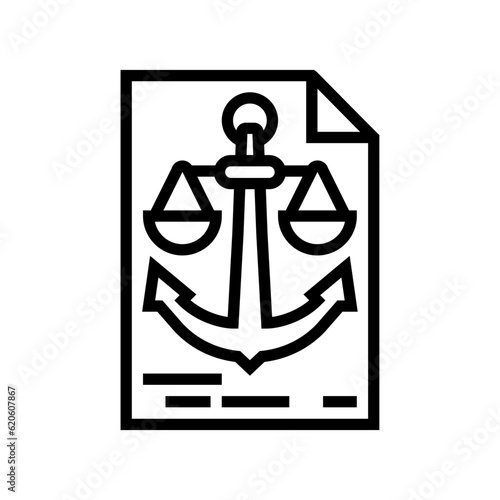 maritime law regulations line icon vector. maritime law regulations sign. isolated contour symbol black illustration