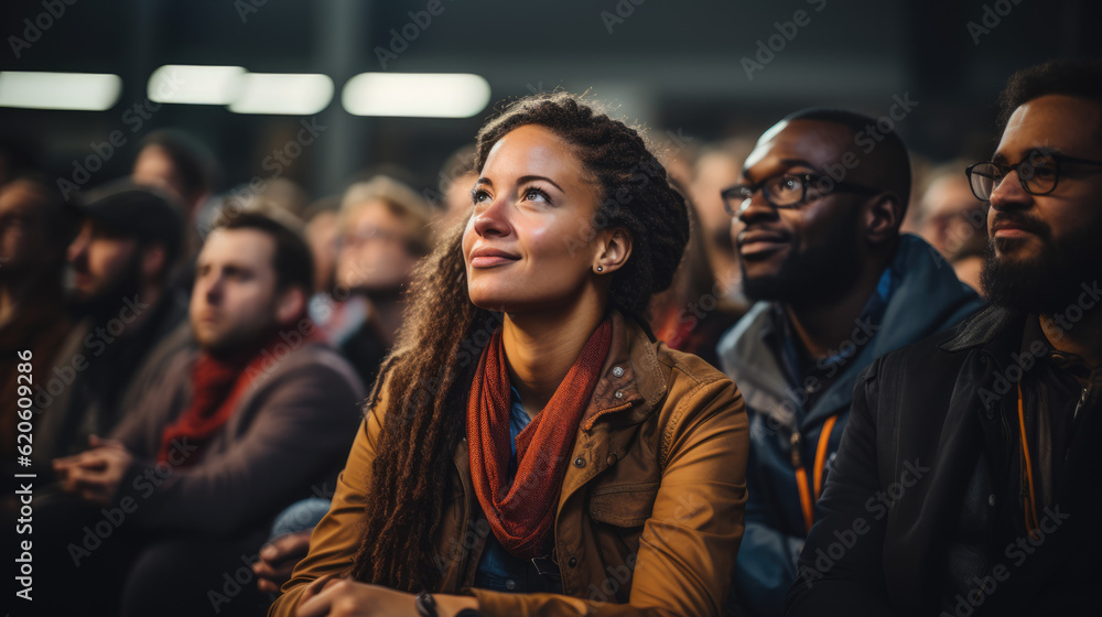 Confident Black Woman: Attentively Seated and Engaged in a Conference, Embracing Knowledge and Empowerment
Confident Black Woman: Attentively Seated and Engaged in a Conference, Embracing Knowledge and Empowerment